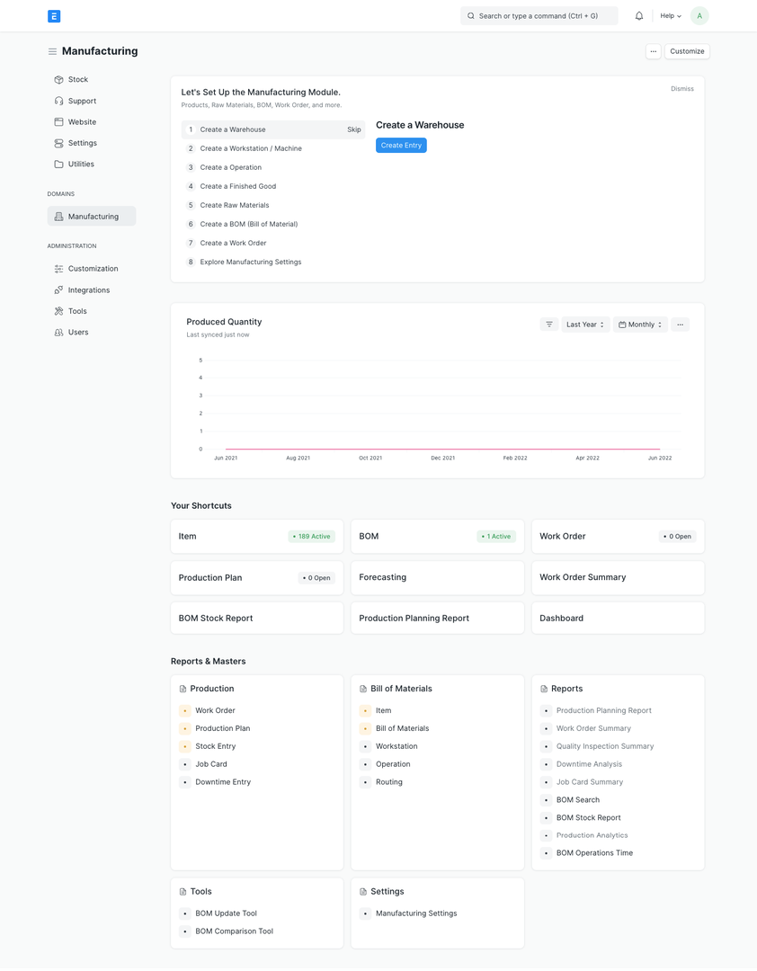 Manufacturing Module Page